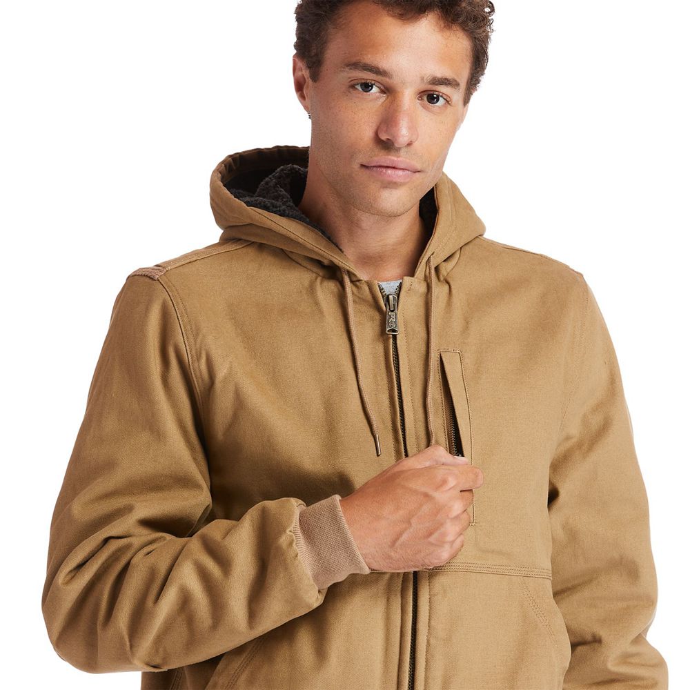 Timberland Mens Jackets PRO® Gritman Lined, Hooded Canvas - Brown - India AU9587423